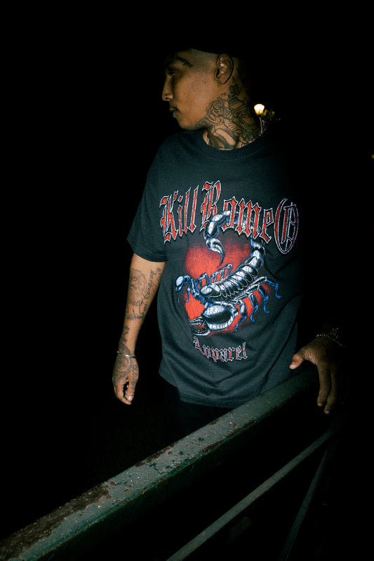 Kill Romeo Scorpion Tee – 210 GSM Dark Grey Relaxed Fit Vintage T-Shirt