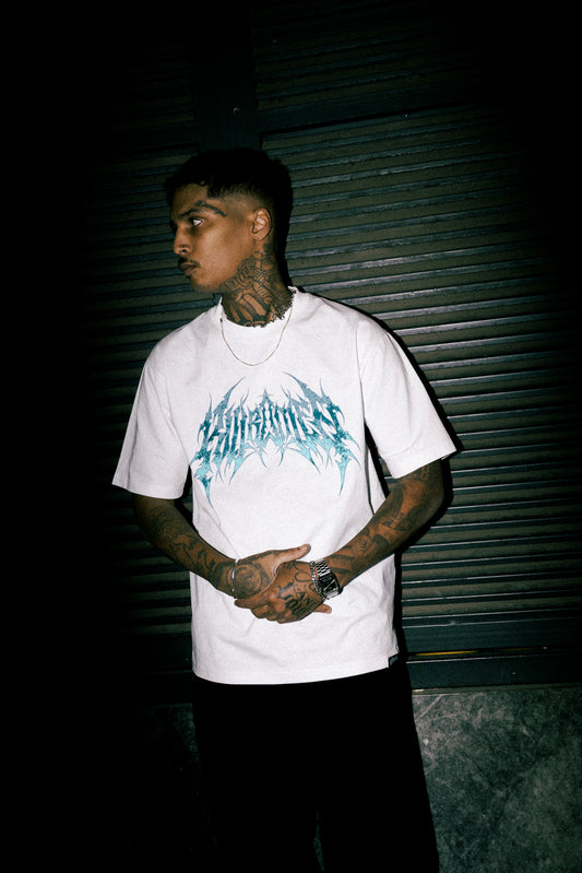 Kill Romeo Death Metal logo T-Shirt – White | 230 GSM Heavyweight Boxy Fit