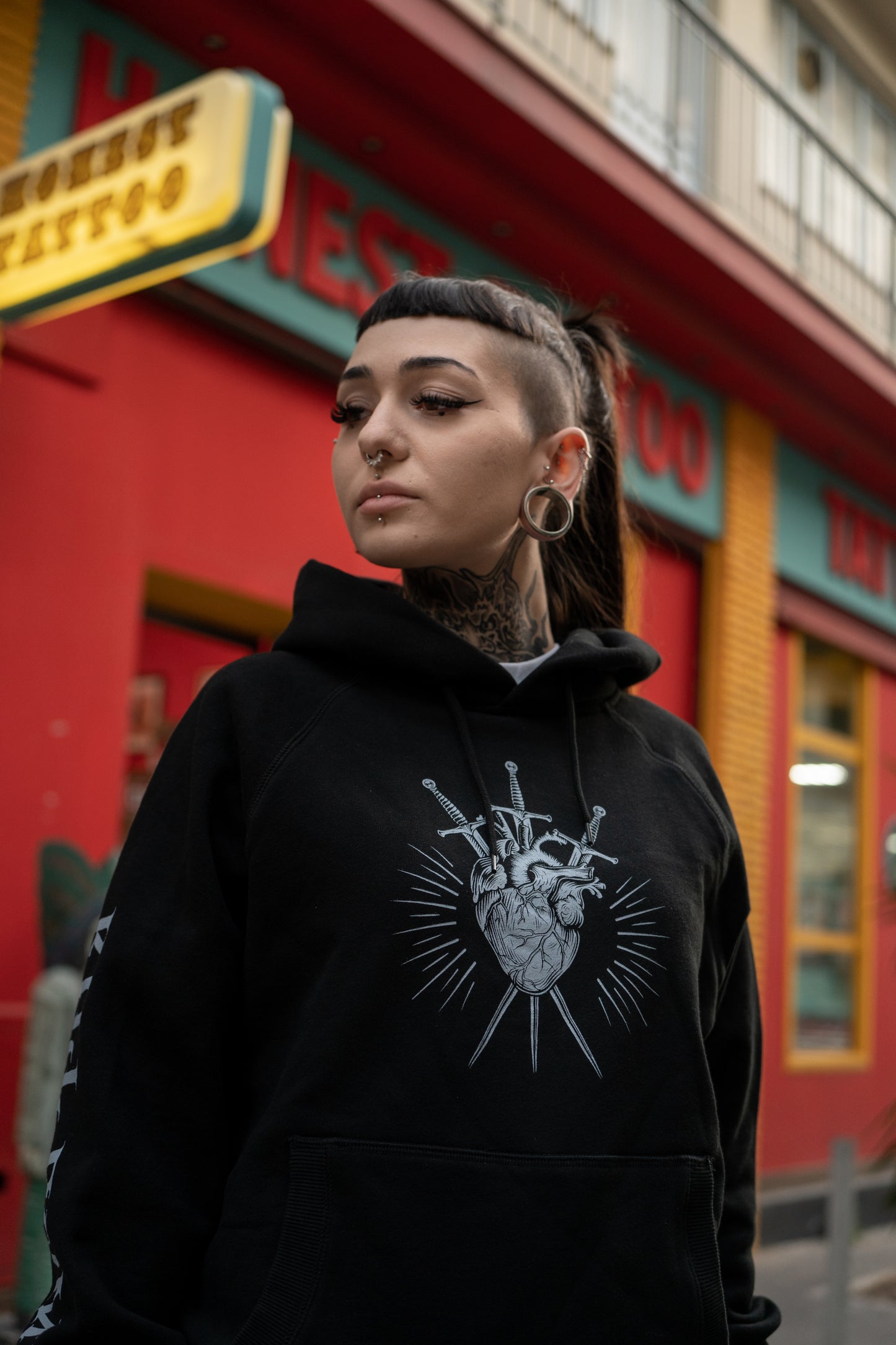 Black Hoodie "Pierced Heart"